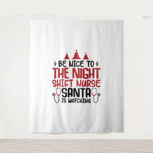Tenture L'Infirmière De Nuit De Shift Père Noël Est En Tra