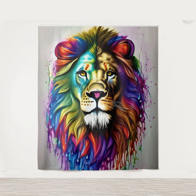 Tenture Lion Abstrait Majestueux (Devant)