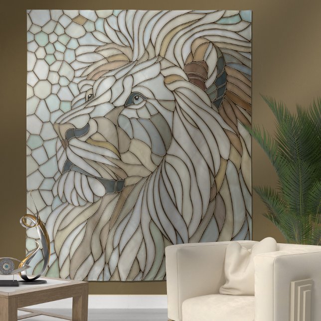Tenture Lion blanc Portrait Mosaic Art (Créateur téléchargé)