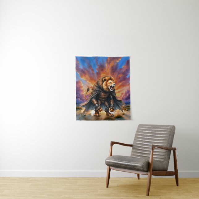 Tenture Lion Cyber des Terres Désolées  (En situation)
