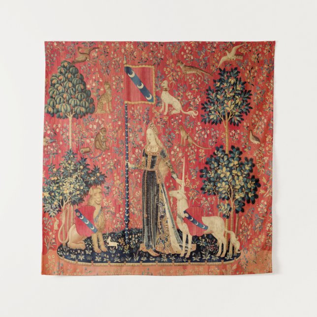 Tenture Lion D'ENFANCE ET D'UNICORN, Fleurs D'Imaginaires, (Devant)