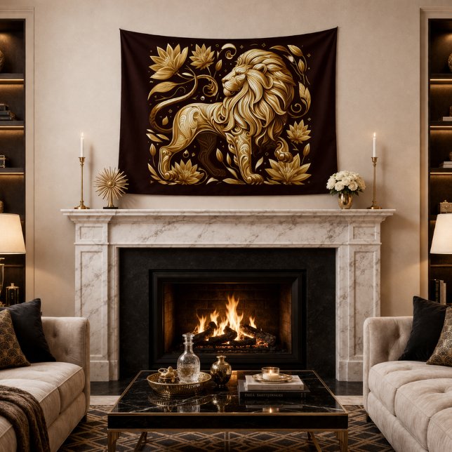 Tenture Lion d'or majestueux (Créateur téléchargé)