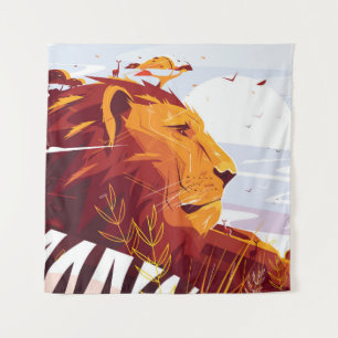 Tenture Lion majestueux en safari Roi des bêtes couché et