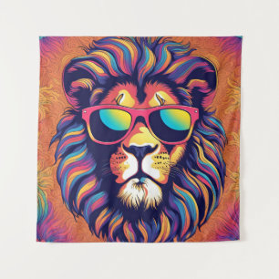 Tenture Lion portant des lunettes de soleil