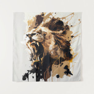 Tenture Lion Portrait Animal Peinture Faune Montagne