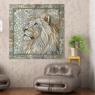 Tenture Lion Portrait Mosaic Art