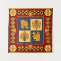 Lions d'or : design foulard Art Nouveau