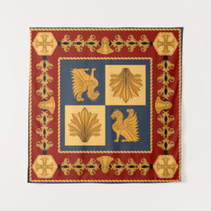 Tenture Lions d'or : design foulard Art Nouveau
