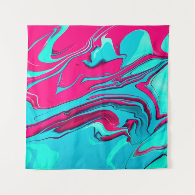 Tenture Liquid paper marbling paint background. Fluid pain (Devant)