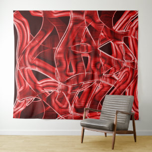 Tenture Listes de ruban acrylique rouge traversées et se c