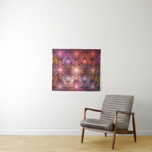 Tenture Lit De Fleurs Coloré Brillant Art Fractal Abstrait