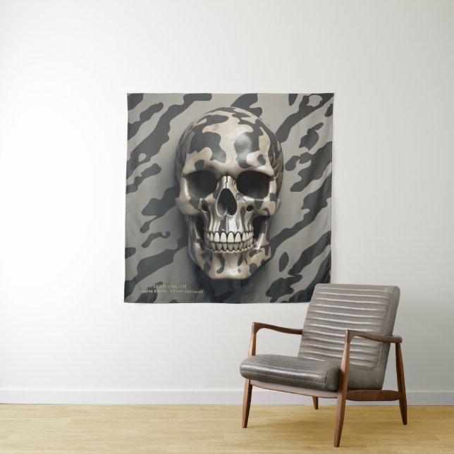 Tenture LITE Memento Mori Camo Skull (En situation)
