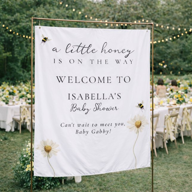 Tenture Little Honey Bee Baby Shower Fabric Welcome Sign (Créateur téléchargé)