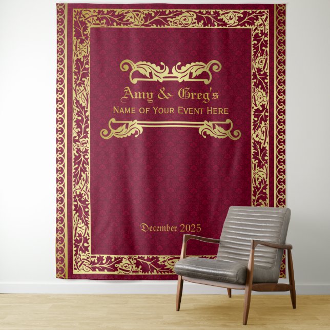 Tenture Livre classique Couverture Gold Foliage Crimson Da (En situation)