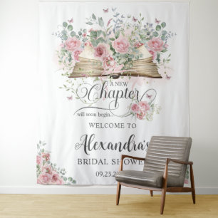 Tenture Livre de mariage ouvert à chapitre floral rose