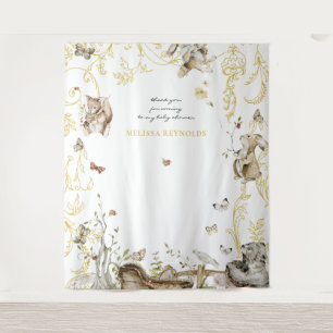 Tenture Livre d'histoires Baby shower forestier