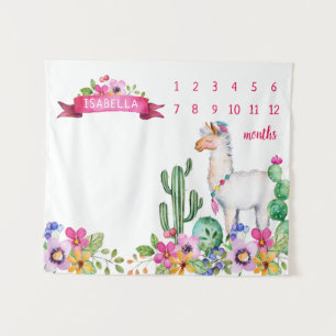 Tenture Llama et Fleur de Cactus Photo de Jalons de Noms d