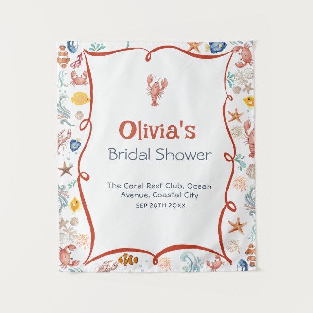 Tenture Lobster She Is a Catch Bridal Shower Banner (Devant)