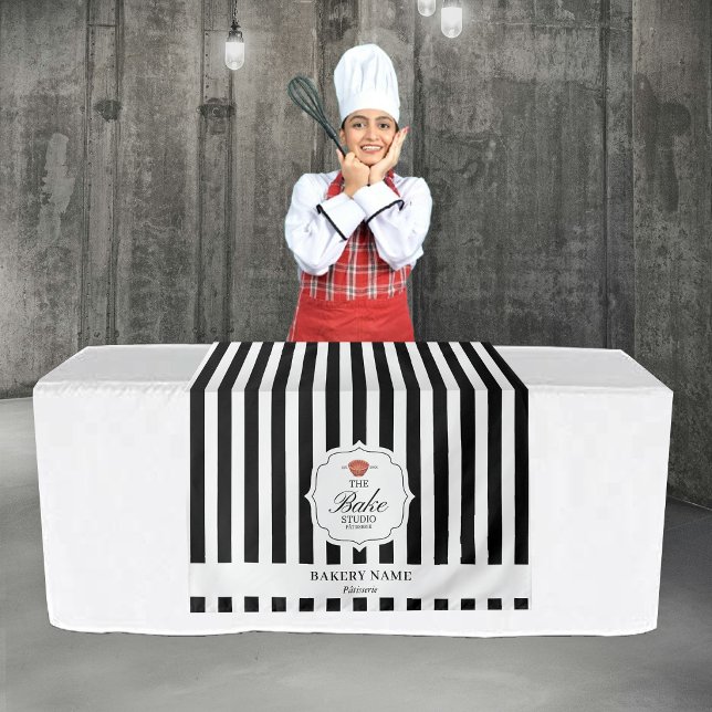 Tenture Logo à rayures noires de la table Pop Up Shop cour (Black Stripes Logo Table Pop Up Shop Vendor Runner Tapestry)