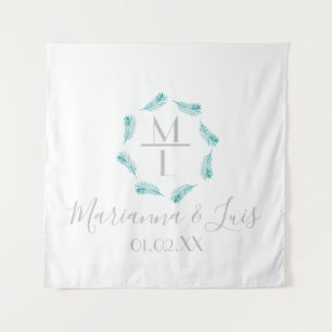 Tenture Logo circulaire de mariage aux feuilles de palmier