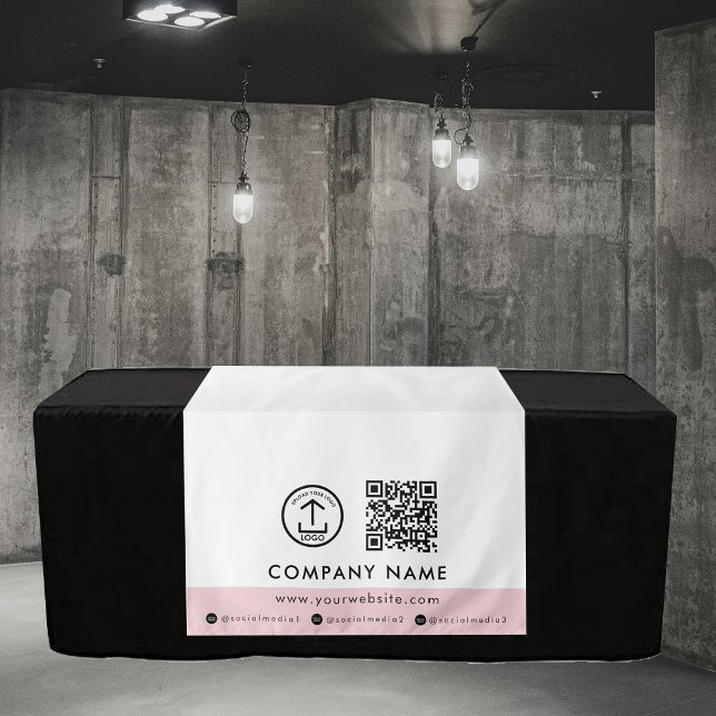 Tenture Logo Code QR Rose Vendeur Événement Expo Chemin de (QR Code Logo Pink Vendor Event Expo Table Runner Tapestry)