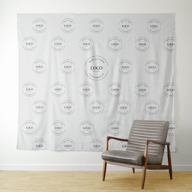 Tenture Logo de la société Modern Grey Step and Repeat pou (En situation (horizontale))