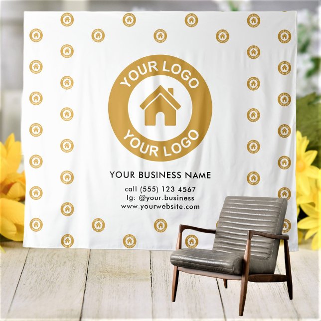 Tenture Logo de l'entreprise personnalisé Blanc (Créateur téléchargé)