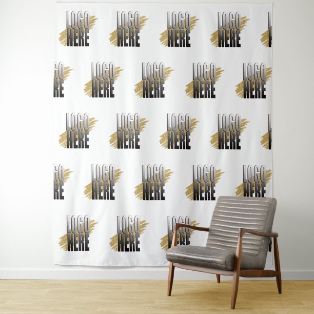 Tenture Logo de l'entreprise professionnelle sur fond blan (En situation)