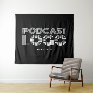 Tenture Logo de podcast moderne noir et blanc