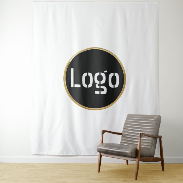 Tenture Logo d'entreprise | Fond blanc professionnel pour  (En situation)