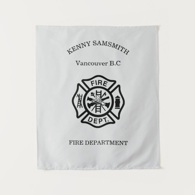 Tenture Logo du service d'incendie noir et blanc (Devant)