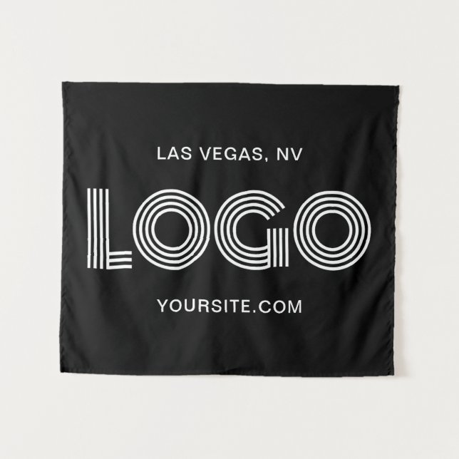 Tenture Logo rectangulaire moderne noir et blanc (Devant (Horizontal))
