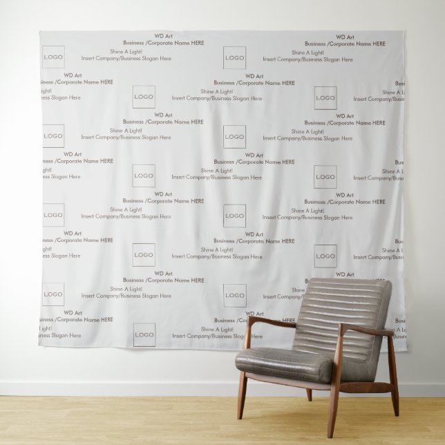 Tenture Logo Slogan Business Step et Repeate, Simple Brown (En situation (horizontale))