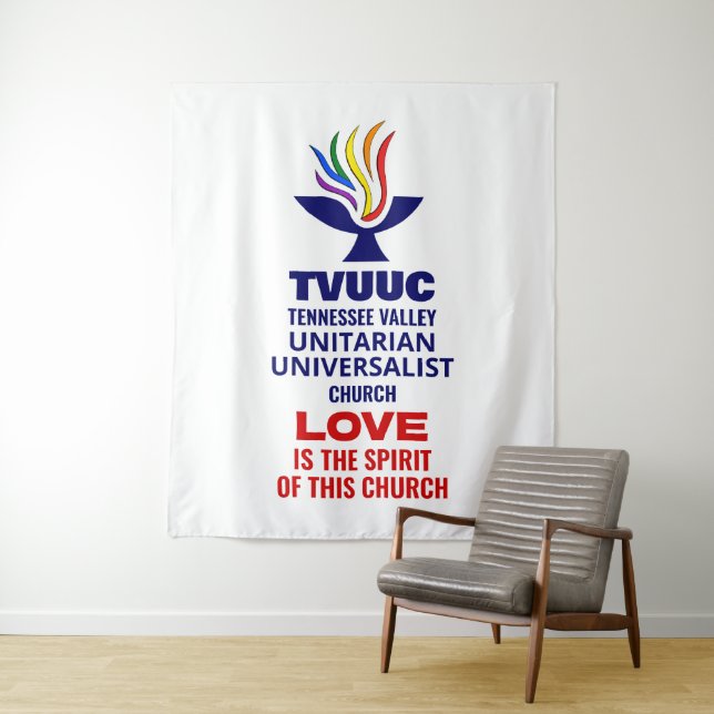 Tenture Logo Symbole TVUC Chalice, l'amour est l'esprit (En situation)