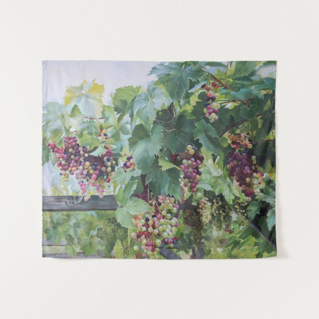 Tenture Loire Valley Vineyard – French Grape Painting (Devant (Horizontal))