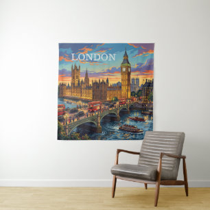 Tenture Londres Angleterre Voyage Art Vintage