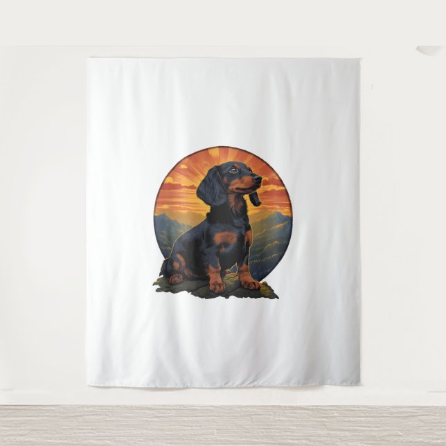 Tenture Long Haired Dachshund amoureux de animal retro vin (Devant)