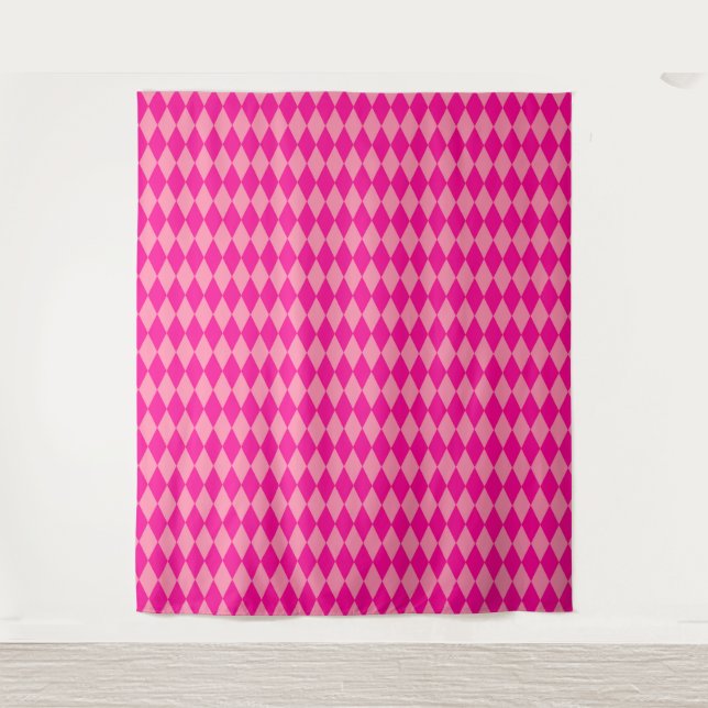 Tenture Losanges Damier Rose Clair et Foncé Harlequin  (Devant)