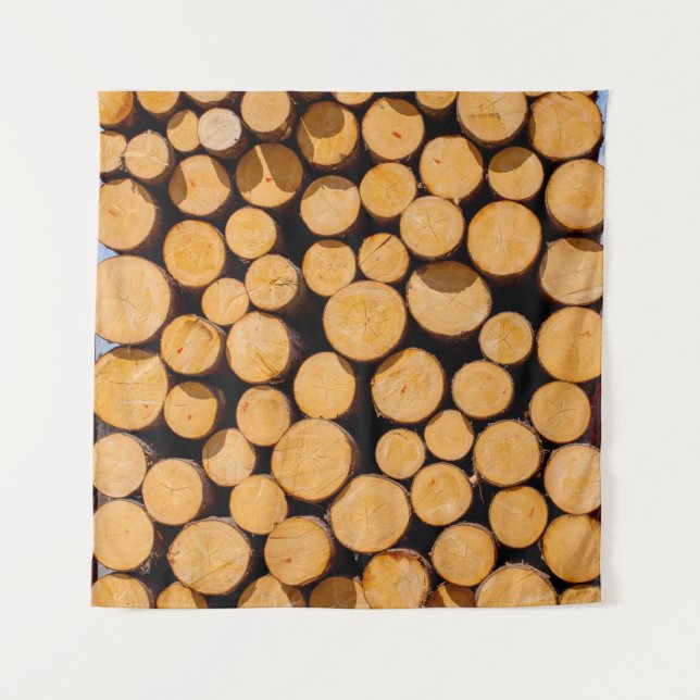 Tenture Lot of many Wood Trunk oak Trees round teak log cu (Devant)