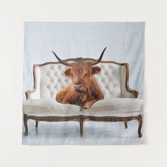 Tenture Lounland Highland Cow Tapestry (Devant)