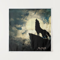 Loup Alpha Hurleur à la pleine lune la nuit