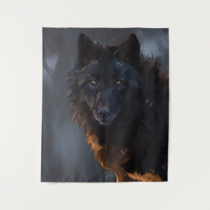 Tenture loup noir