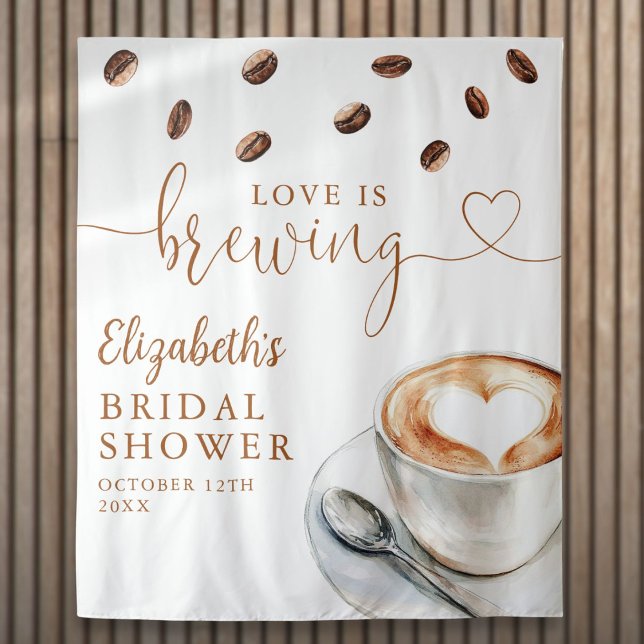 Tenture Love Is Brewing Bridal Shower Photo Backdrop (Love Is Brewing Bridal Shower Photo Backdrop)