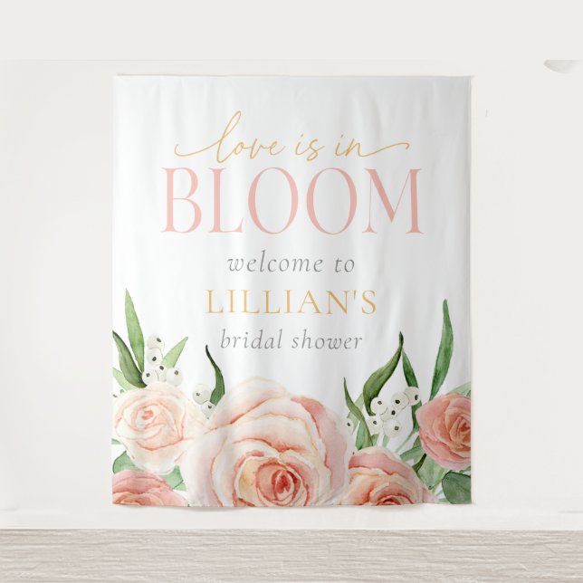 Tenture Love Is In Bloom Soft Pink Floral Photo Backdrop  (Devant)