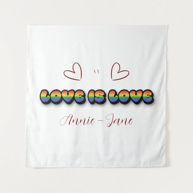 Tenture Love is Love Rainbow LGBTQ Tapestry (Devant)