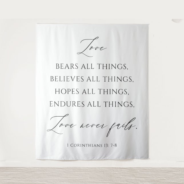 Tenture Love Never Fails Wedding Tapestry Backdrop  (Devant)