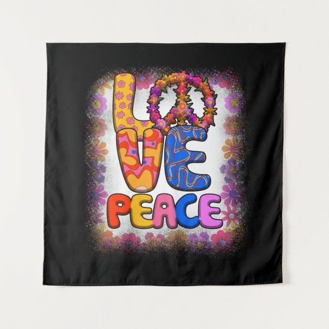 Tenture Love Peace Retro 60s & les années 70 Floral Hippie (Devant)