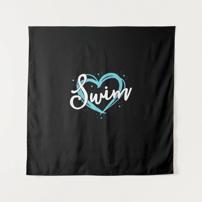 Tenture Love Swim Team Heart Lover Blue Swimmer (Devant)