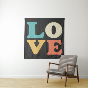 Tenture Love Typographie Carré de couleur rétro