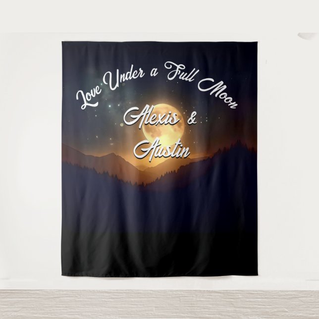Tenture Love Under a Pleine lune Mariage Backdrop (Devant)